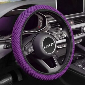 KAFEEK Elastic Stretch Steering Wheel Cover 15 Inch, Breathable Ice Silk Microfiber, Non-Slip Grip, Warm in Winter and Cool in Summer, Odorless, Car Accessories Fit Cars, SUVs,...