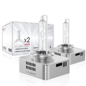 Sinoparcel Premium D5S HID Headlight Bulbs 25W OEM with Integrated Ballast - 6000K White High Low Beam Xenon Replacement Bulb - Pack of 2